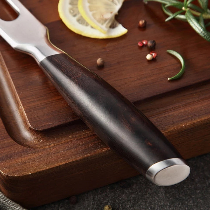 Ebony Wood Forged Carving Fork