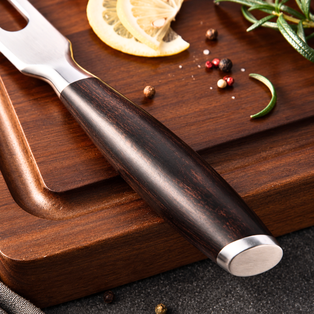 Ebony Wood Forged Carving Fork